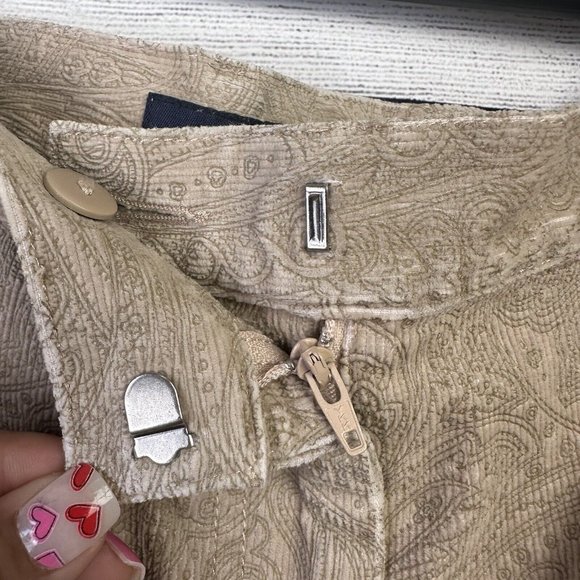 Ann Taylor Women's Corduroy Paisley Print Pants Khaki High Rise Straight Size 14 - Picture 6 of 7